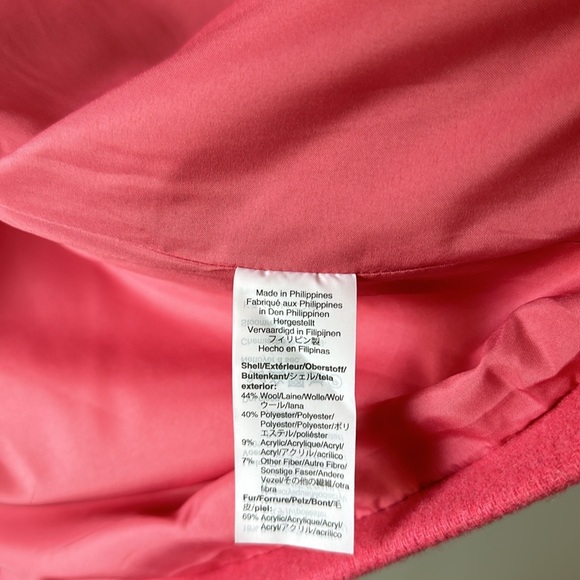 J Crew Factory Pink Heavy Wool Blend Faux Fur Trimmed Parka Coat 8 - Picture 10 of 10